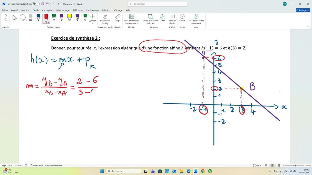 SECONDE -  Les fonctions affines - Cours - Exercice de synthèses 2