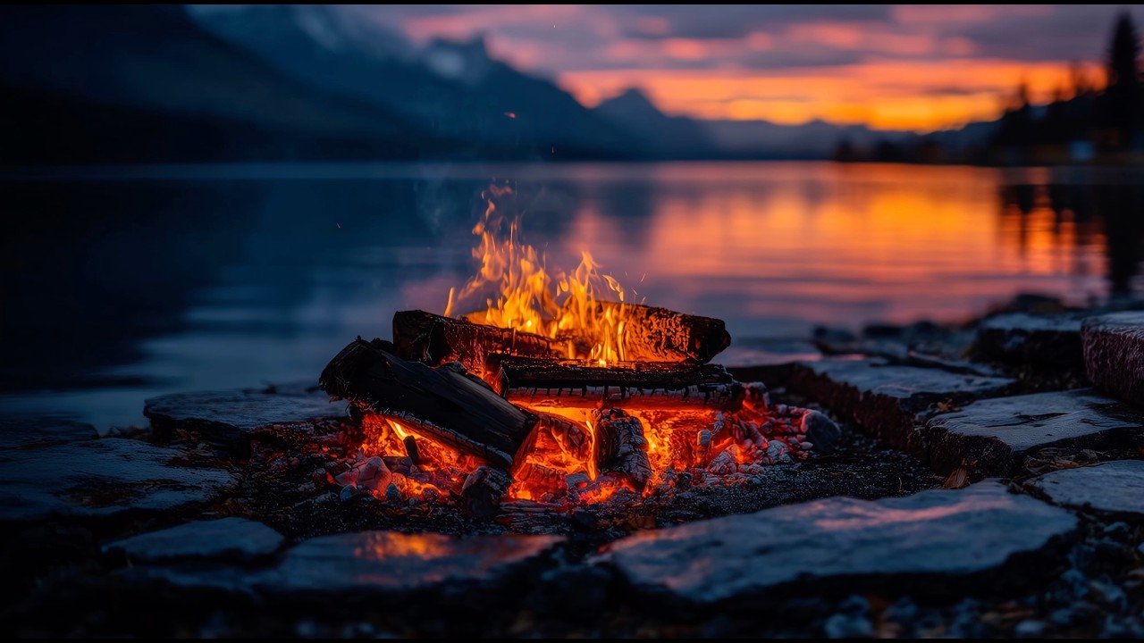 Campfire Sounds for Sleep – Calm Lakeshore Ambience (3 Hours)
