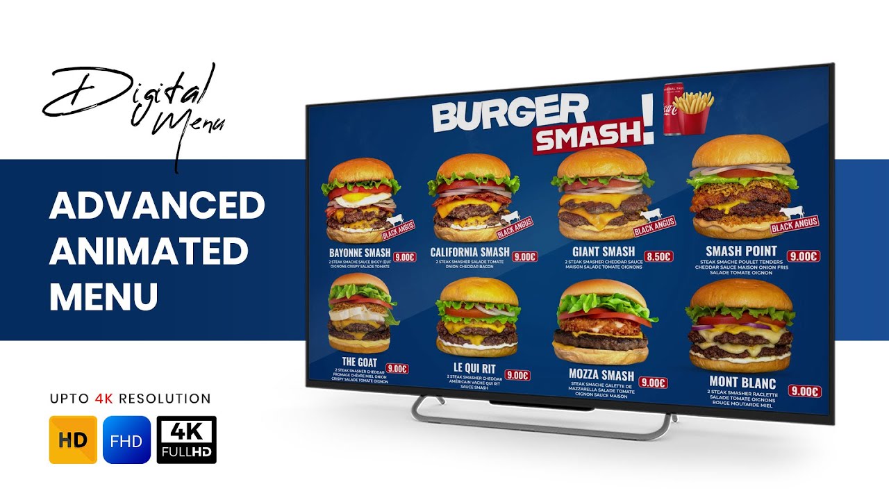 Restaurant Animated Menu | Advanced Digital Menu Board Animation (HD/4K)