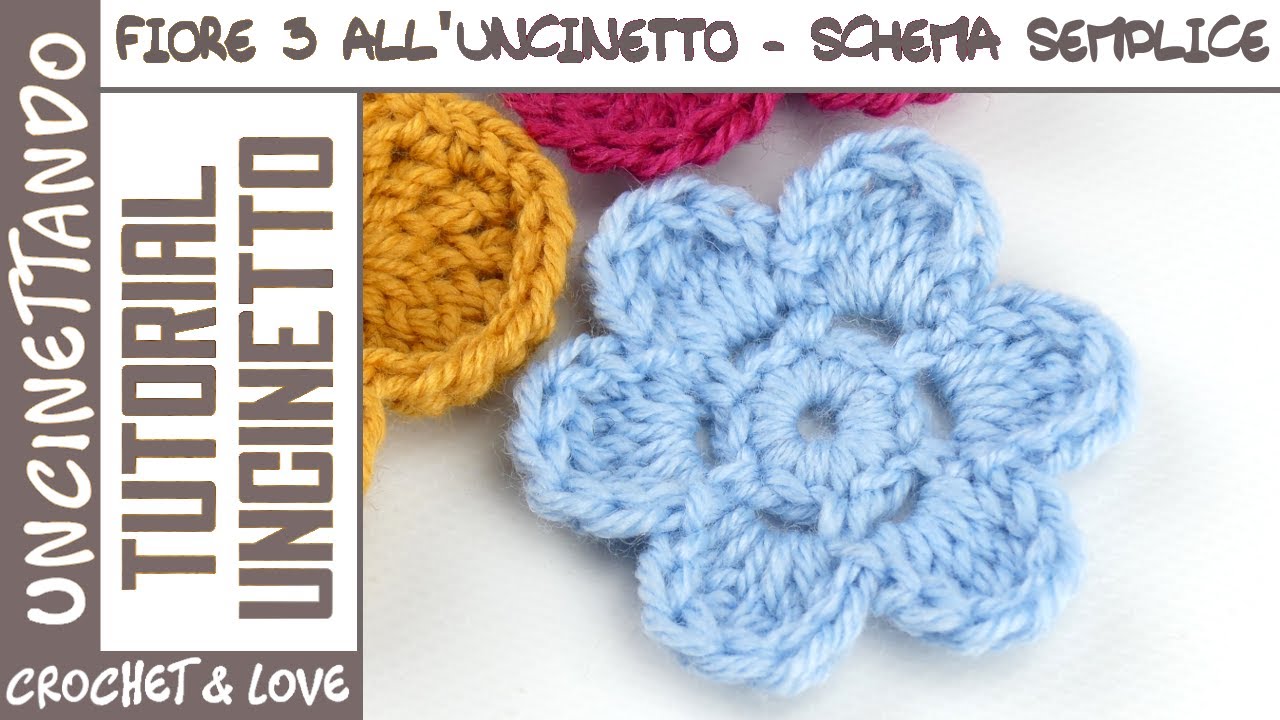 Come fare un fiore con 6 petali all'uncinetto - Fiore 3 della Collezione di Fiori e Foglie
