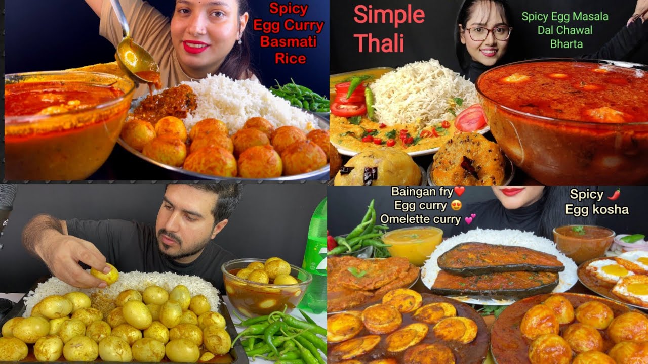 Spicy 🥵🔥lots of egg curry with basmati rice 🤤 Bigbites mukbang asmr