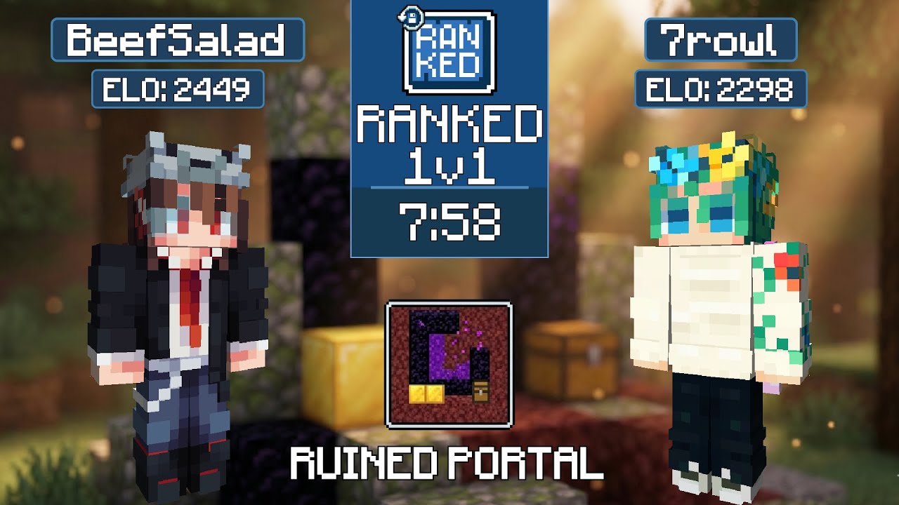 BeefSalad vs 7rowl | MCSR Ranked | Ruined Portal Seed