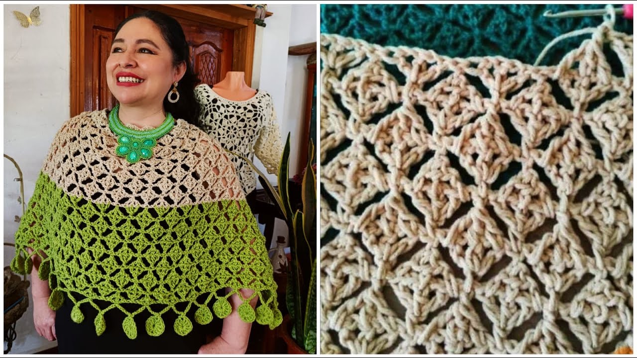 ¿Cómo tejer una capa a Crochet? CRISTAL. En todas las tallas. Poncho-capa-chal. MUY FÁCIL