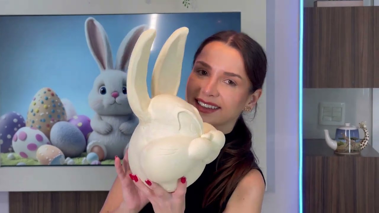 Passo a passo do coelho gigante de chocolate