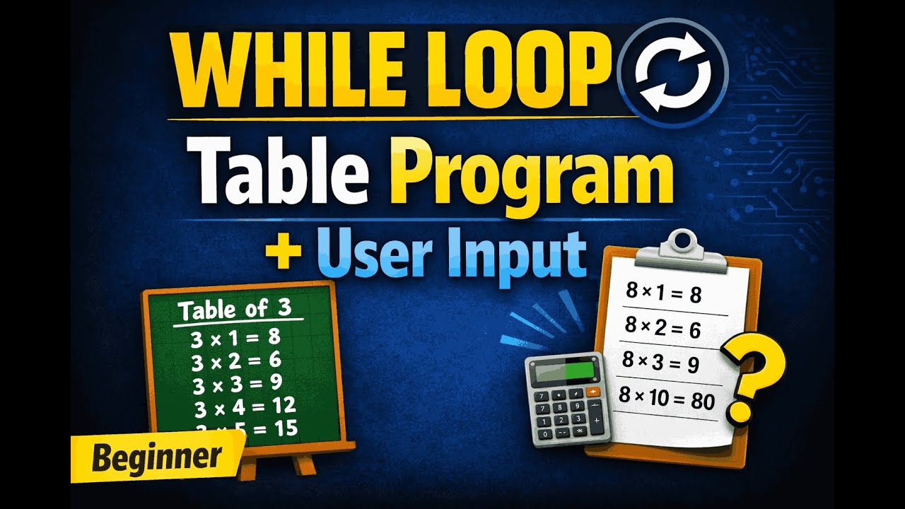 Python While Loop Tutorial | Table, User Input & Reverse Number