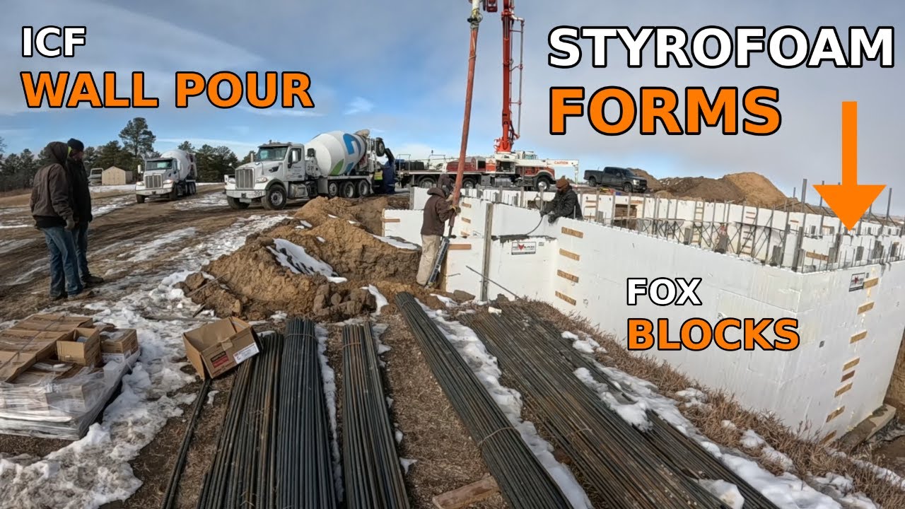 RAW POV | ICF Wall Pour (Fox Blocks) in Cold Wind ❄️ 301 Pump Error + Steady Finish