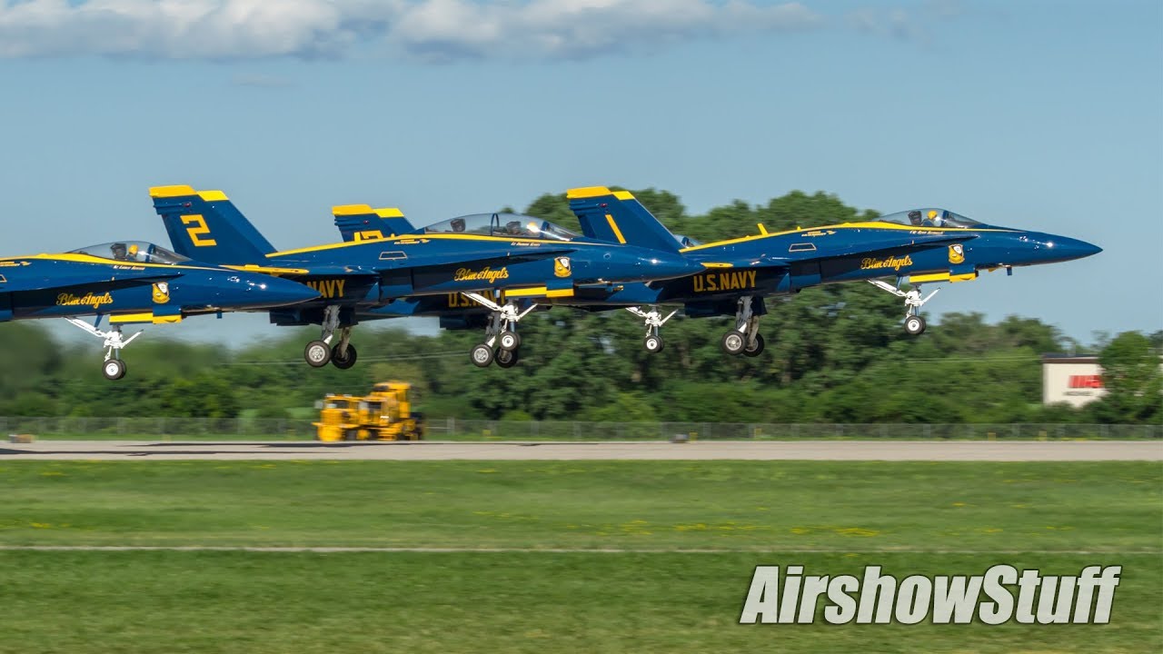 Blue Angels 7-Ship F-18 Departure - EAA AirVenture Oshkosh 2017