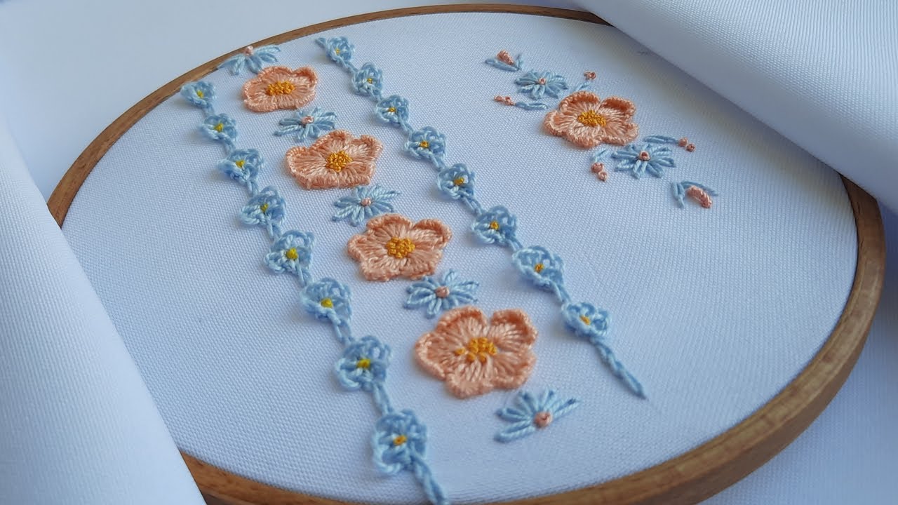 Embroidery Flower Border Floral Border design of flowers