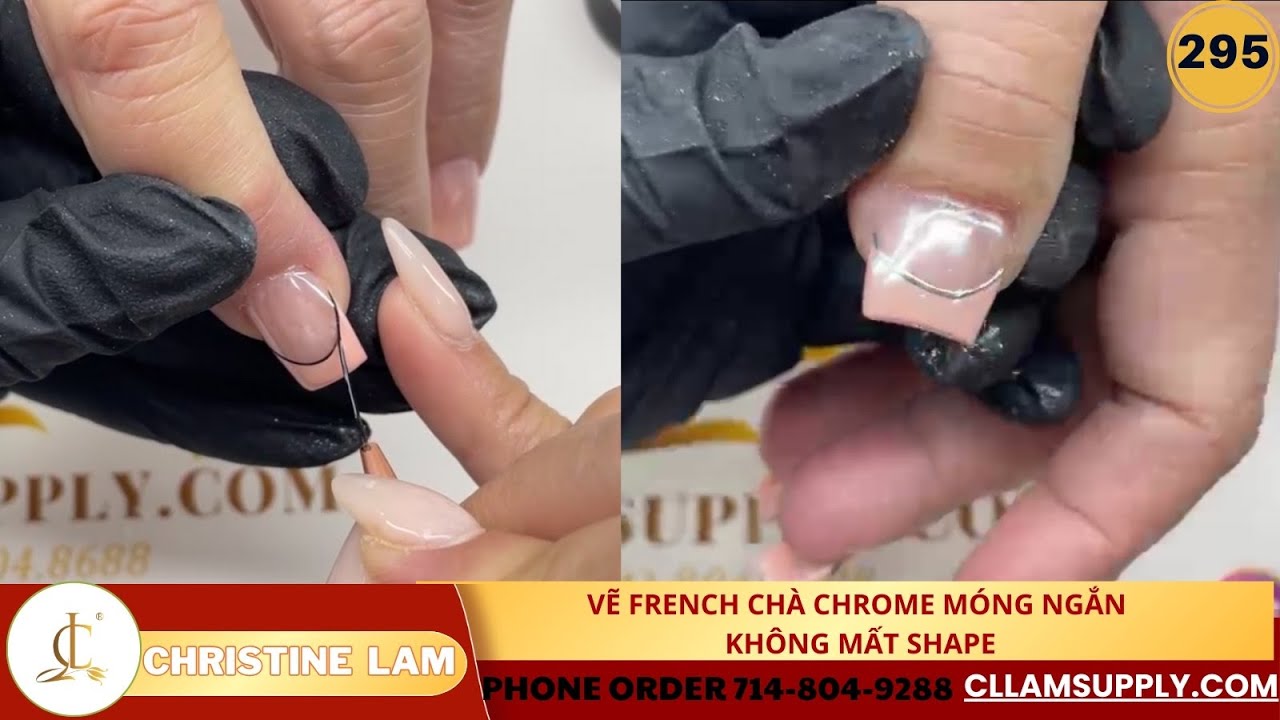 Vẽ French chà chrome móng ngắn không mất shape