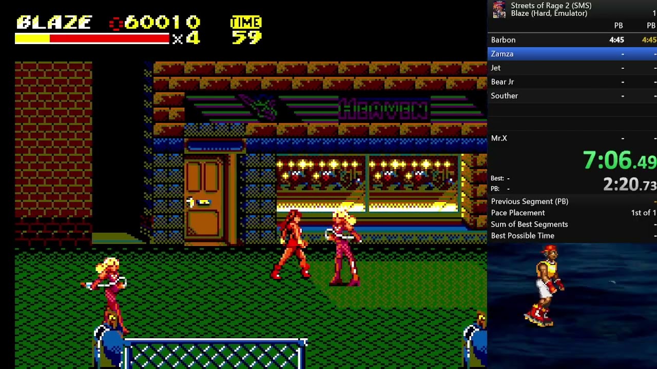 Streets of Rage 2 Blaze Hard SMS Speedrun 46:06