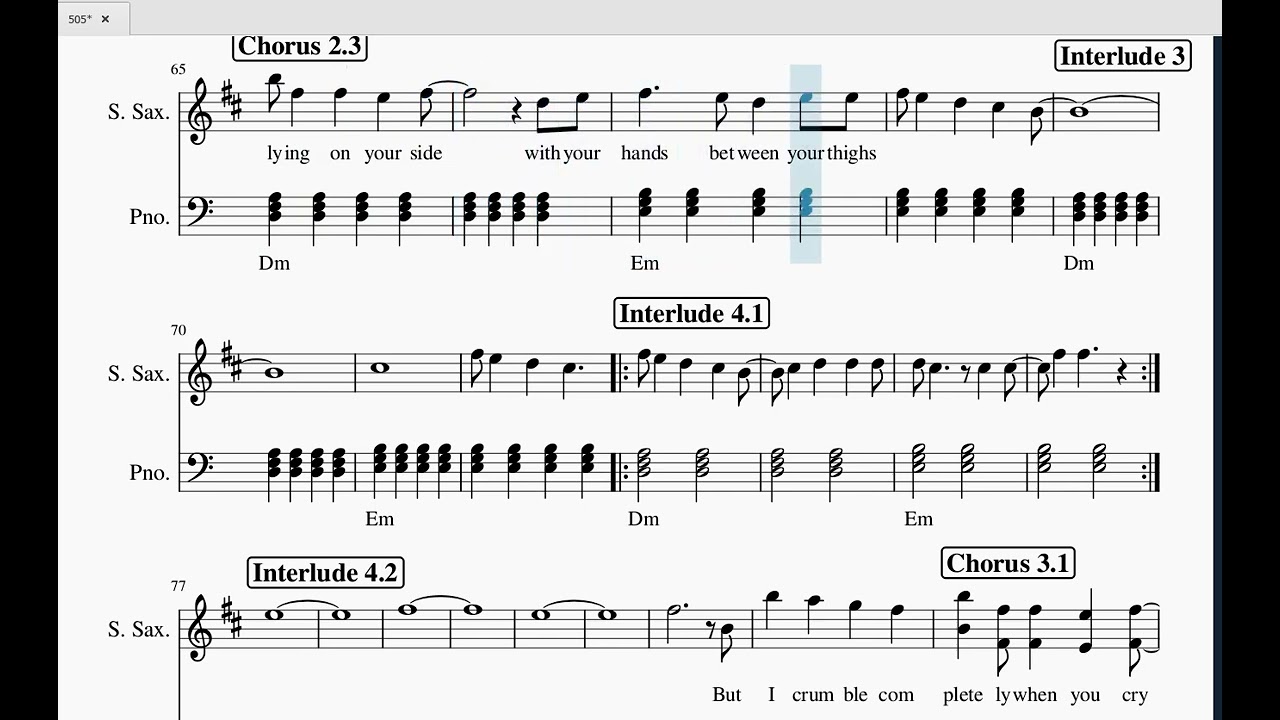 Arctic Monkeys - 505 - Saxophone Sheet Music