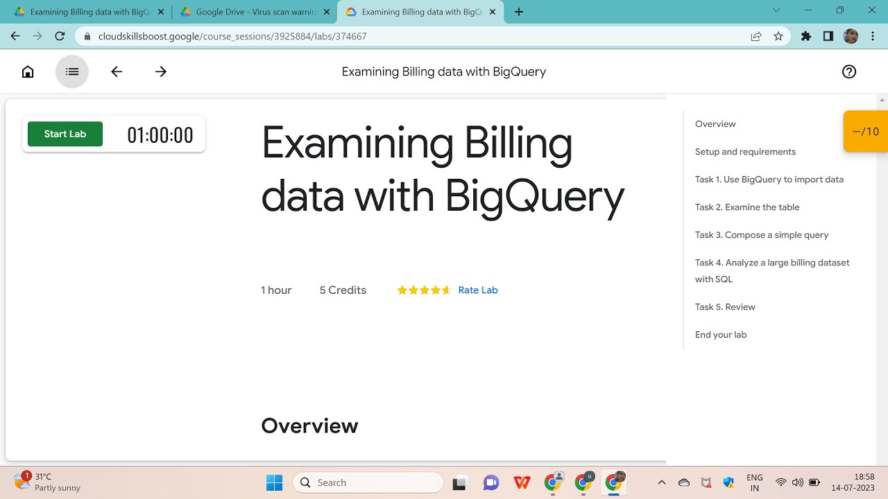 Examining Billing data with Big Query Lab | Essential Google Cloud Infrastructure: Core Services