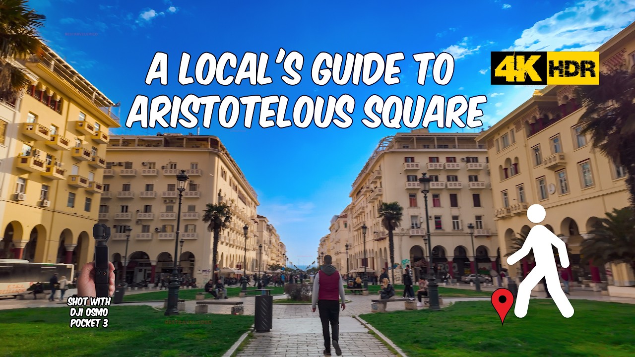 Thessaloniki Walking Tour Aristotelous Square Secrets:  4K HDR - Narration & Captions