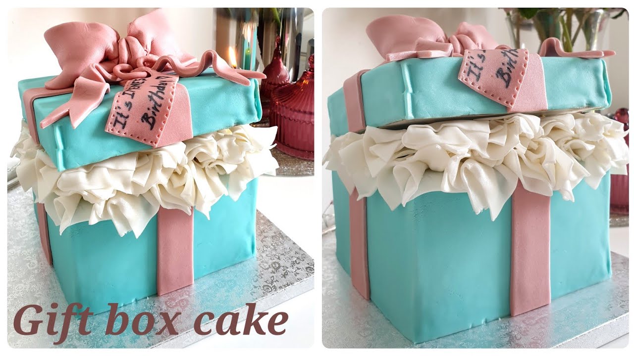 cake design tutoriel: Boite à cadeau / cake decorating / مراحل تزيين كعكة على شكل هدية