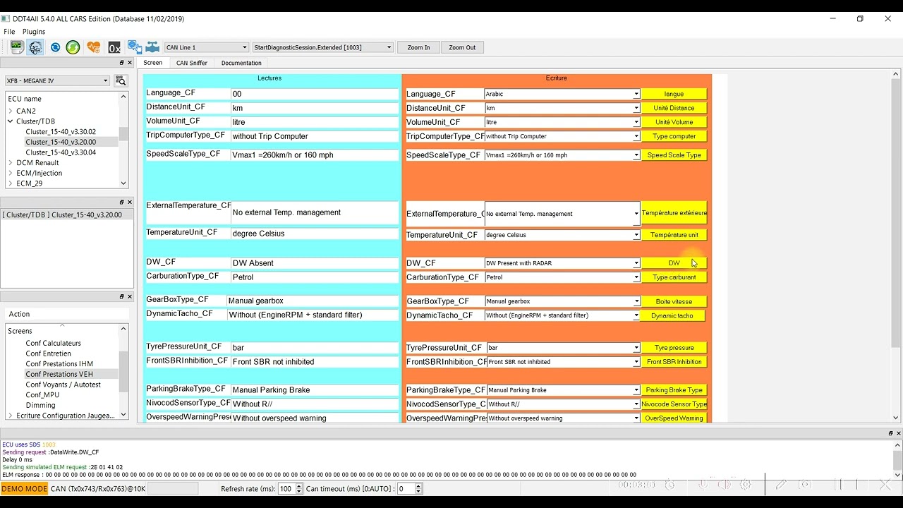 Учебное пособие DDT4ALL — активация радара и отображение на панели приборов автомобиля Megane 4