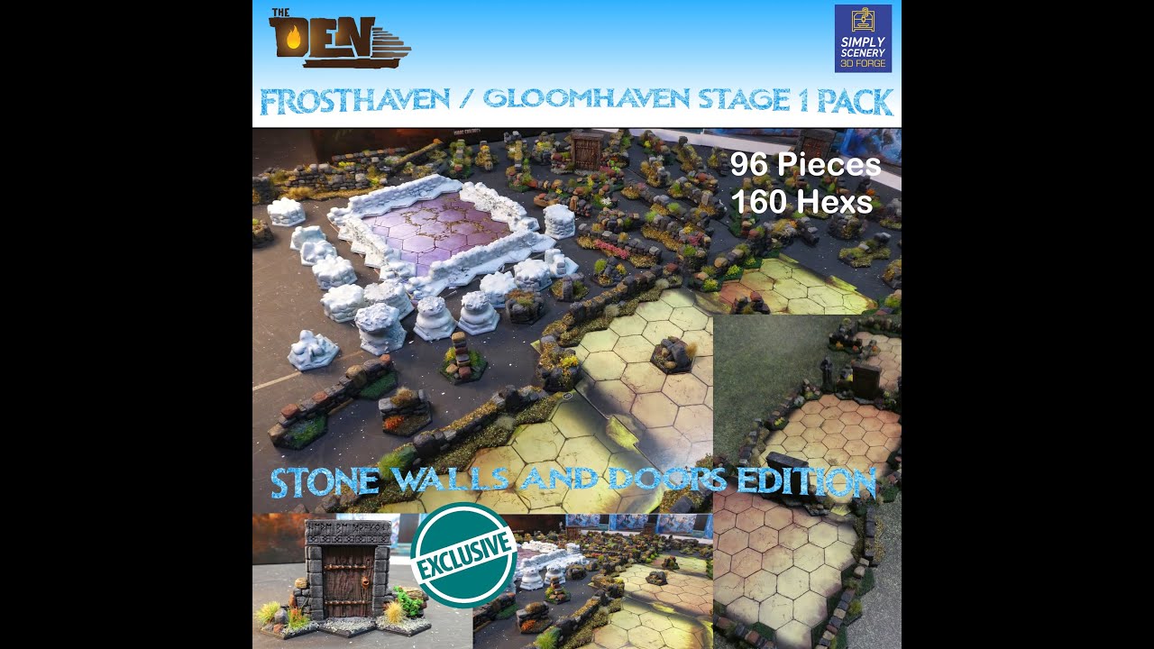 Gloomhaven and Frosthaven Scenery Collection1 - Walls and doors