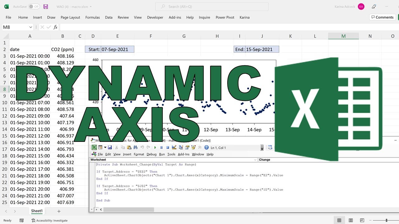 Link chart axis maximum and minimum to cells | Excel