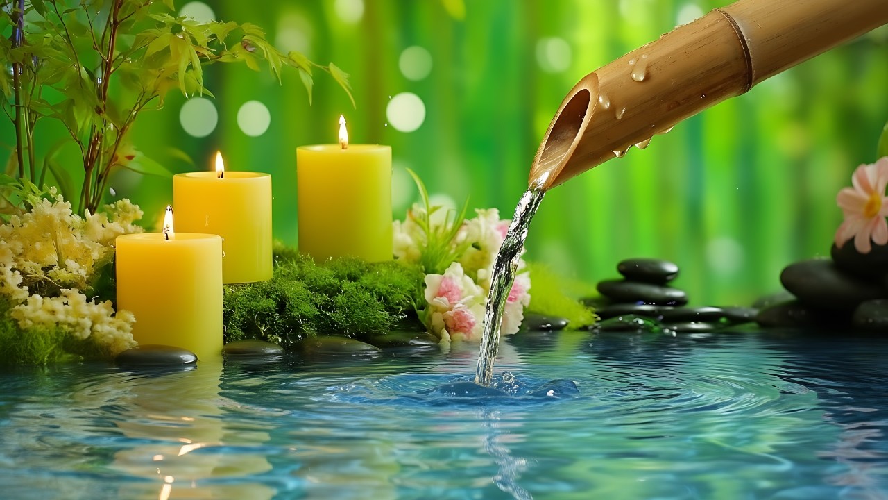 24/7 Relaxing Music and Bamboo Water Sounds🌿For Deep Sleep, Meditation, Stress Relief, Spa, and Yoga