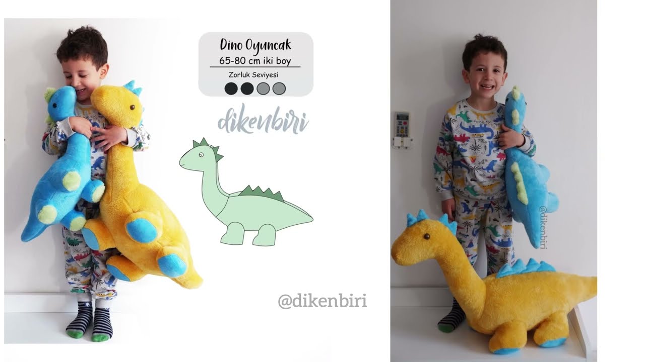 Dinozor Oyuncak Kalıbı ve Dikimi | Dinosaur Toy Sewing Pattern Tutorial
