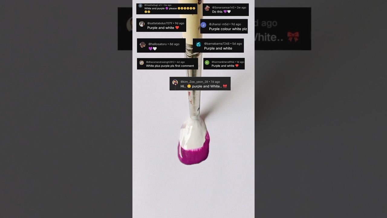 white 🤍 & purple 💜 one stroke relaxing art #shorts #shortvideo #satisfying #asmr #relaxing #art