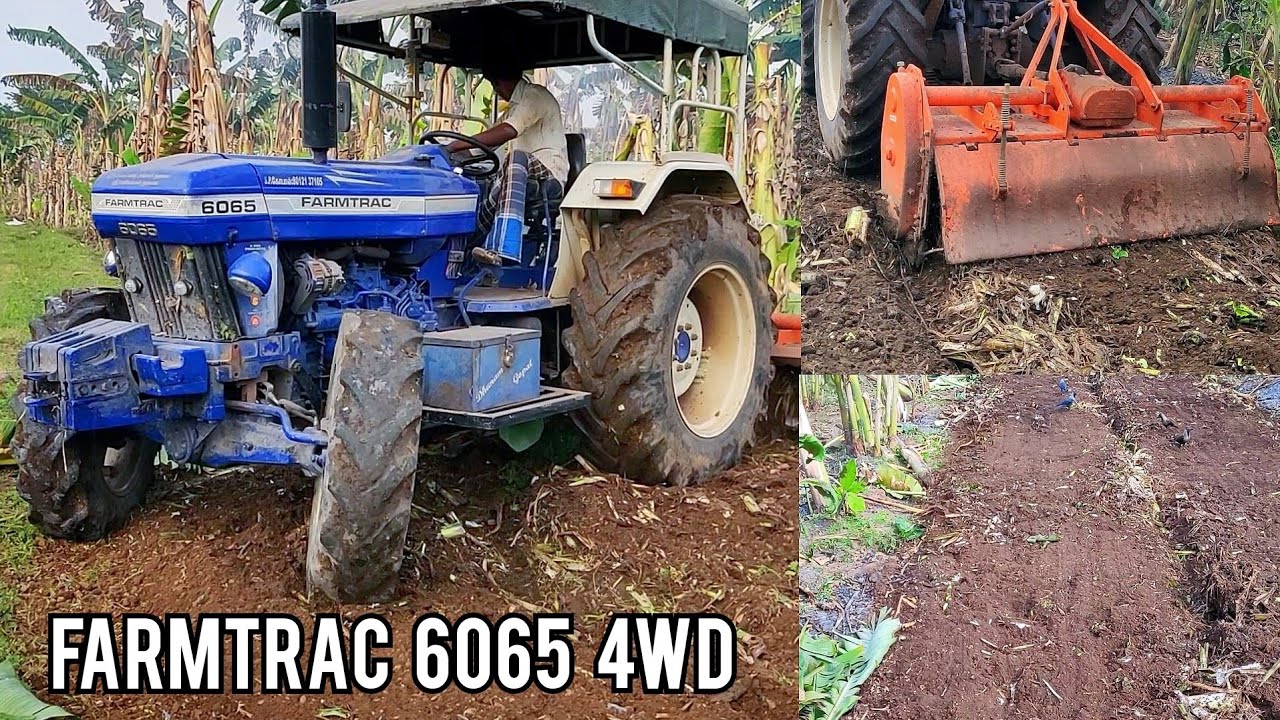 Farmtrac 6065  Supermaxx 4wd + Shaktiman Tusker rotavator | Rotary tiller performance | Part - 1