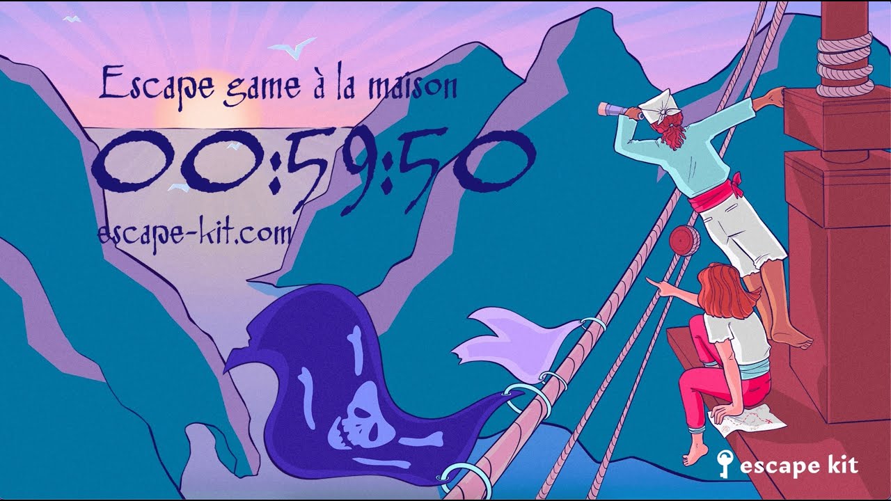 DÉCOMPTE 1 HEURE ESCAPE GAME - CHASSE AU TRÉSOR DIY - PIRATE 🏴‍☠️ - MUSIQUE D'AMBIANCE