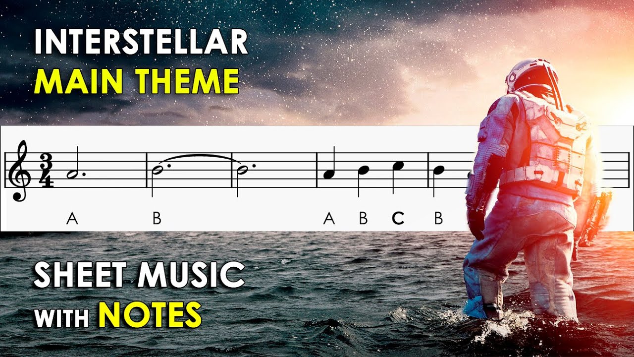 Interstellar Main Theme | Sheet Music with Easy Notes for Recorder, Violin Beginners Tutorial