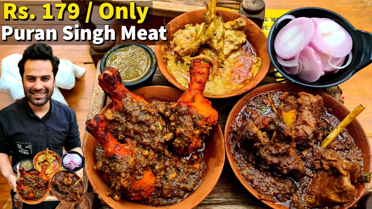 Rs 179/- ONLY😵 Puran Singh Meat with Kadak Tandoori Roti. Behtreen Keema Meat n Chicken Keema Tangri