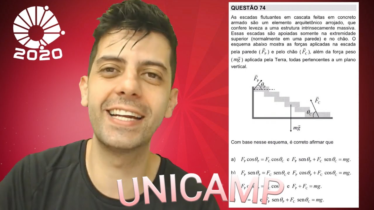 UNICAMP 2020 - Q74 Fis - As escadas flutuantes em cascata feitas em concreto