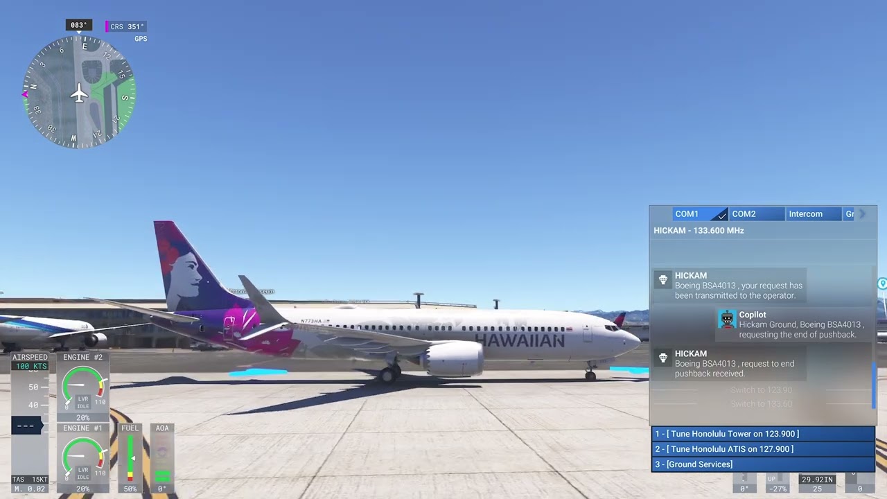 Honolulu PHNL Hawaiian Air 737-8 Max Start-up Part 1