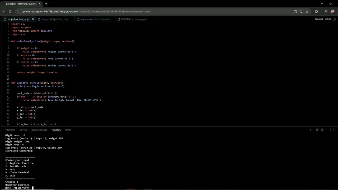 CS50P Final Project - Gym Register CLI