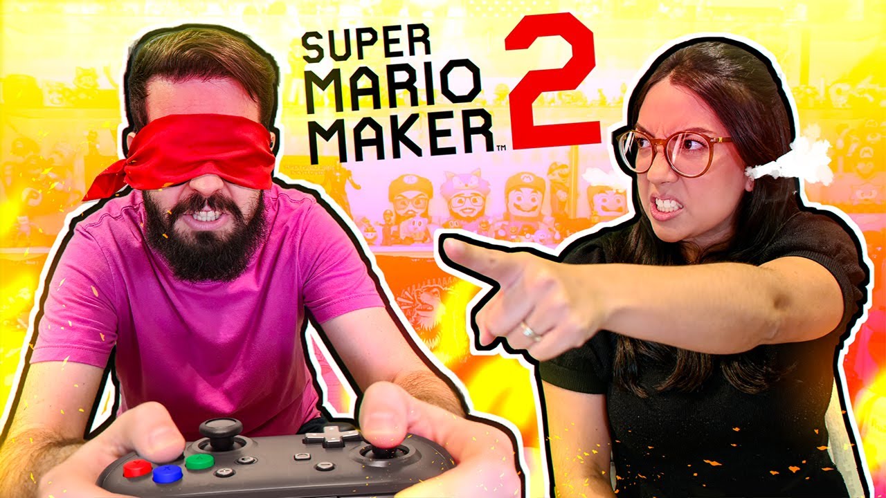 DESAFIO! Mario Maker 2 VENDADO (quase deu divórcio)