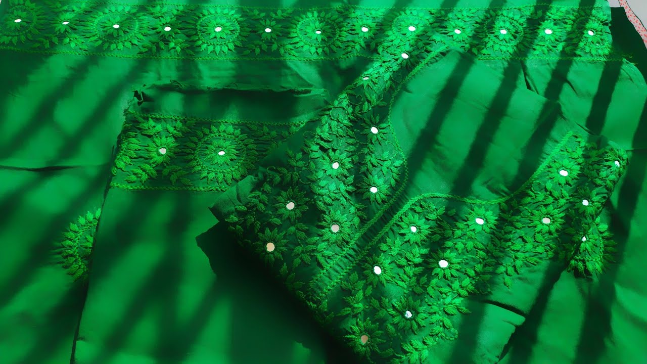 Fulkari dress in Bangladesh|হাতের কাজের থ্রিপিস এর ডিজাইন|ফুলকারি হাতের কাজের ডিজাইন|embroidery