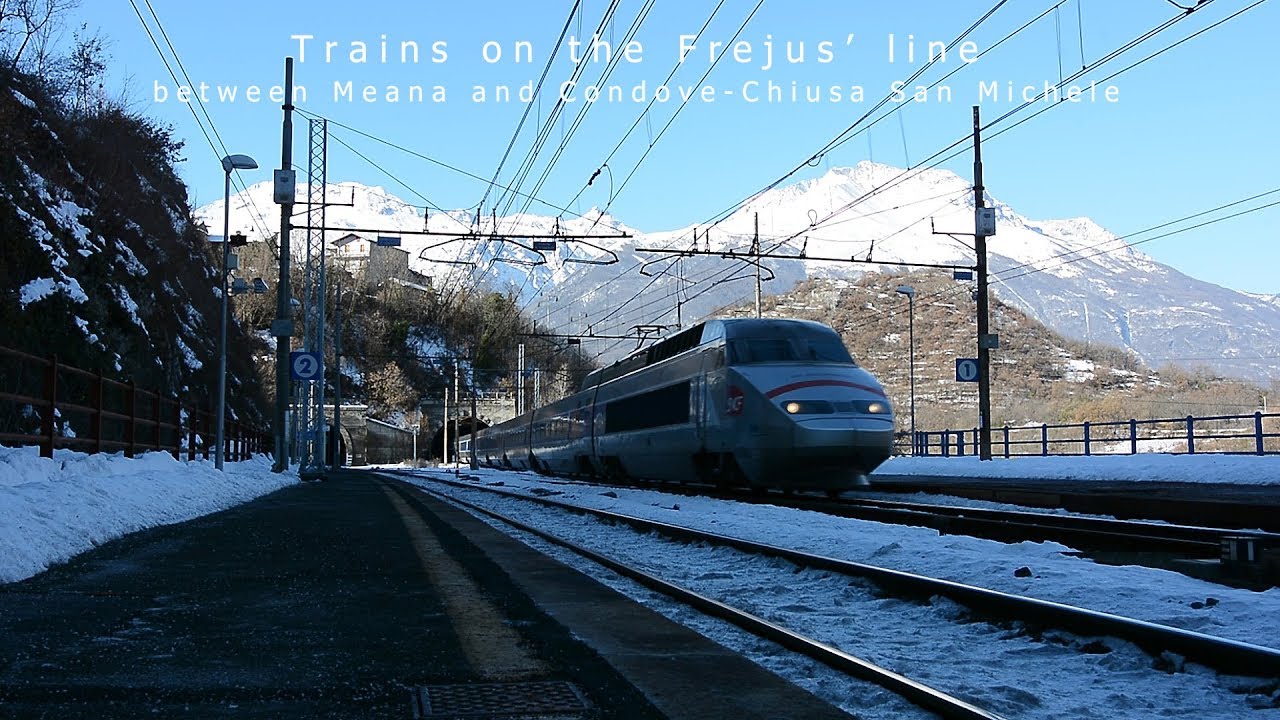 Trains on the Frejus' line between Meana and Condove-Chiusa San Michele