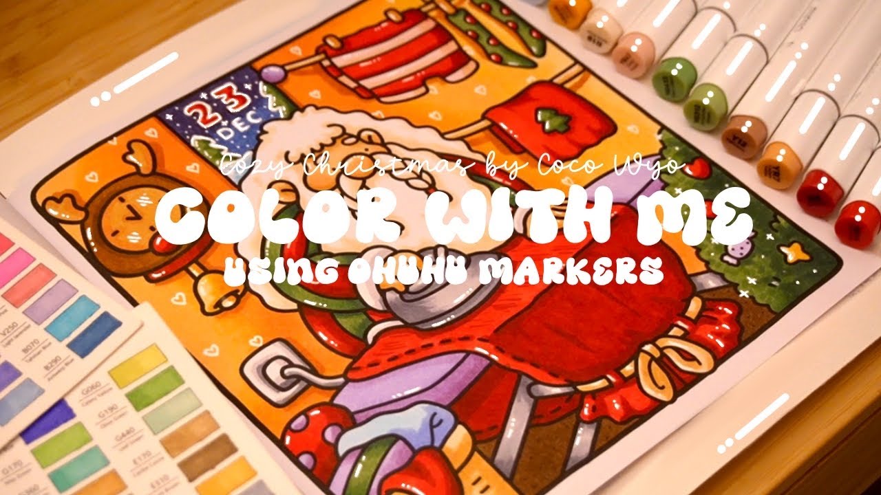 Color with me (ASMR) ❤️🎅🏼 'Cozy Christmas’ by Coco Wyo ✨ Ohuhu markers 🌱✏️ #adultcoloring #asmr