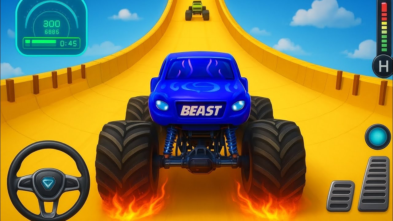 Monster Truck ne sky me macha di tabahi 😱🔥 | Impossible Mega Ramp Challenge! 🚘💥