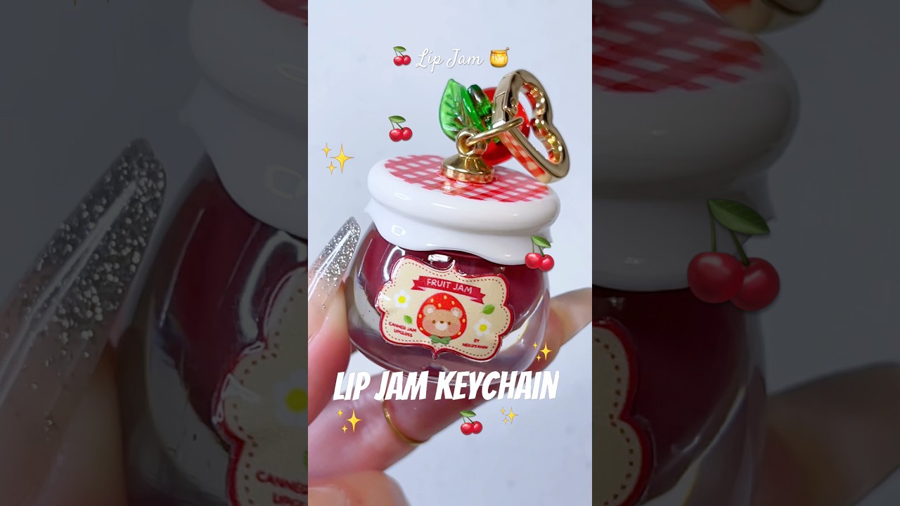 Fruit Lip Jam Lip Gloss Keychain 🫧 ASMR lip gloss swatches #shorts Nekoyanin