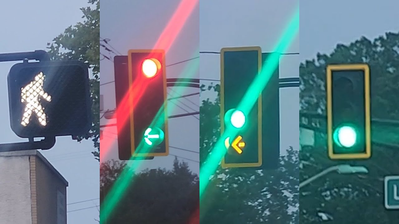 4-Section Talking Crosswalk Black Stop Lights | Landis Ave & East