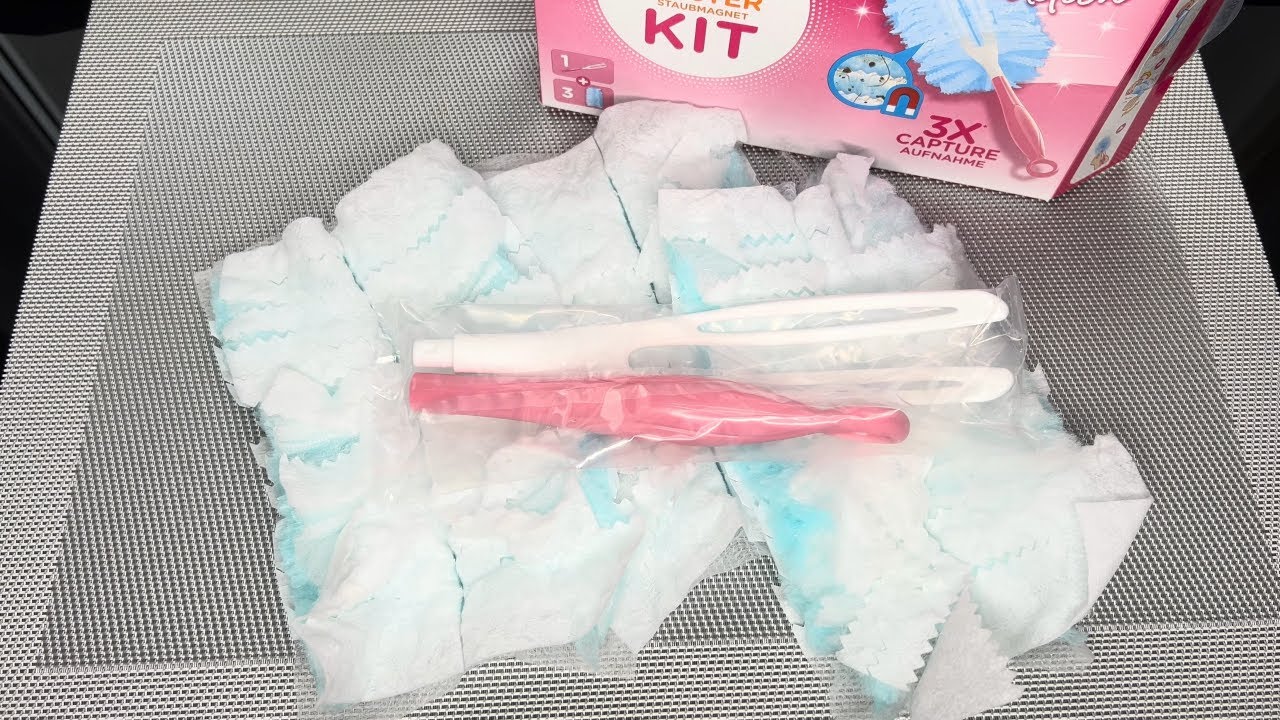 Swiffer Staubwedel Staubmagnet Kit Starterset Pink, Mischgewebe, L&auml;nge: 30 cm, 3 T&uuml;cher unboxing