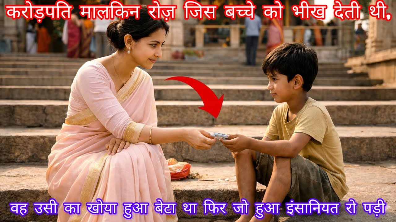 करोड़पति मालकिन रोज़ जिस बच्चे को भीख देती थी,वह उसी का खोया हुआ बेटा था फिर जो हुआ इंसानियत रो पड़ी