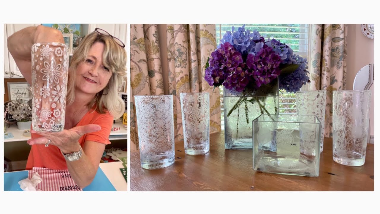 How to do beautiful glass etching with patterned stencils | Magnolia Design Co