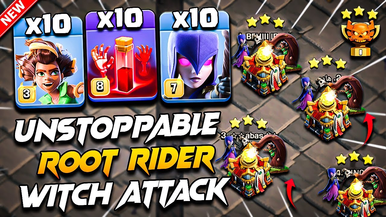 TH16 Attack Strategy With ROOT RIDER & WITCH in (Clash Of Clans) | Easy TH16 Root Rider Witch Attack