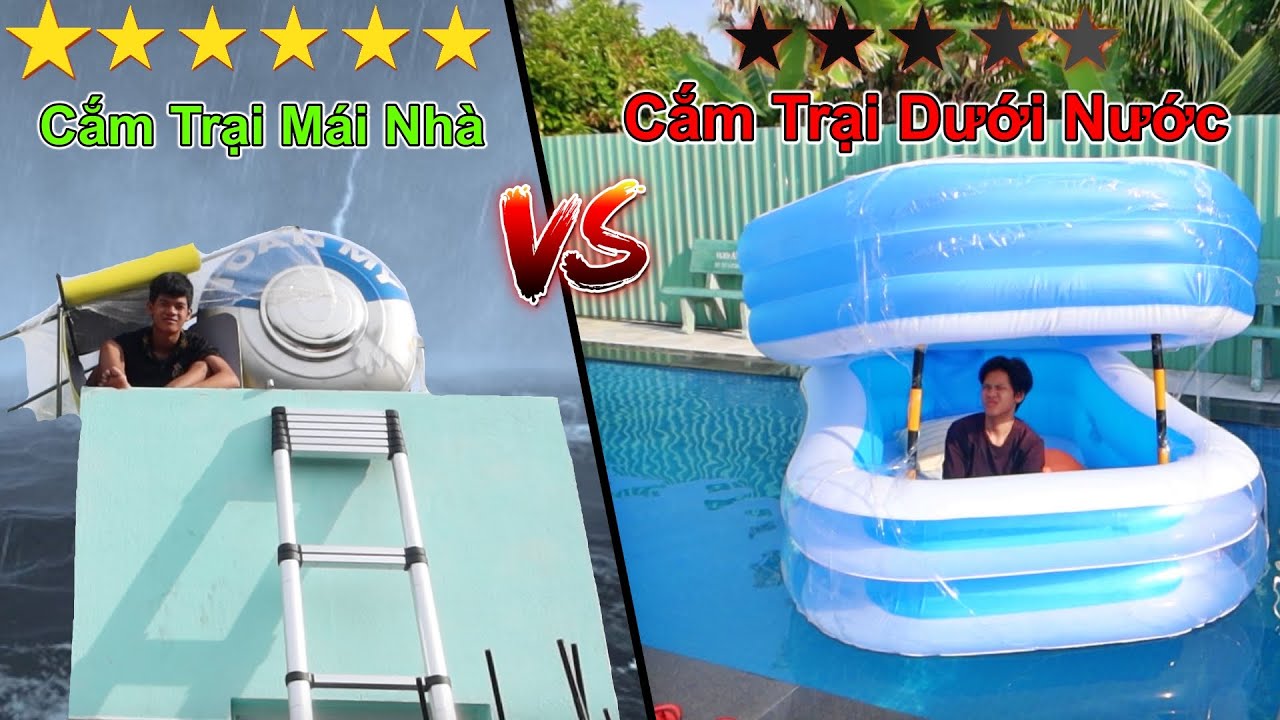 Thử Thách Cắm Trại BBQ Trong Sân Vườn 0 Sao vs 6 Sao | Cắm Trại Dưới Nước vs Cắm Trại Trên Mái Nhà