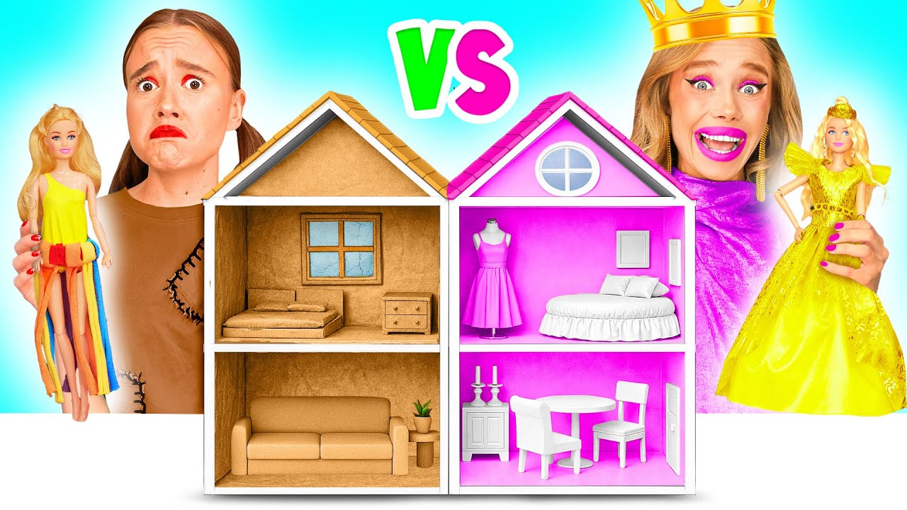 Costruiamo una Stupenda Casa delle Bambole per Barbie | Sfida Ricco vs Povero