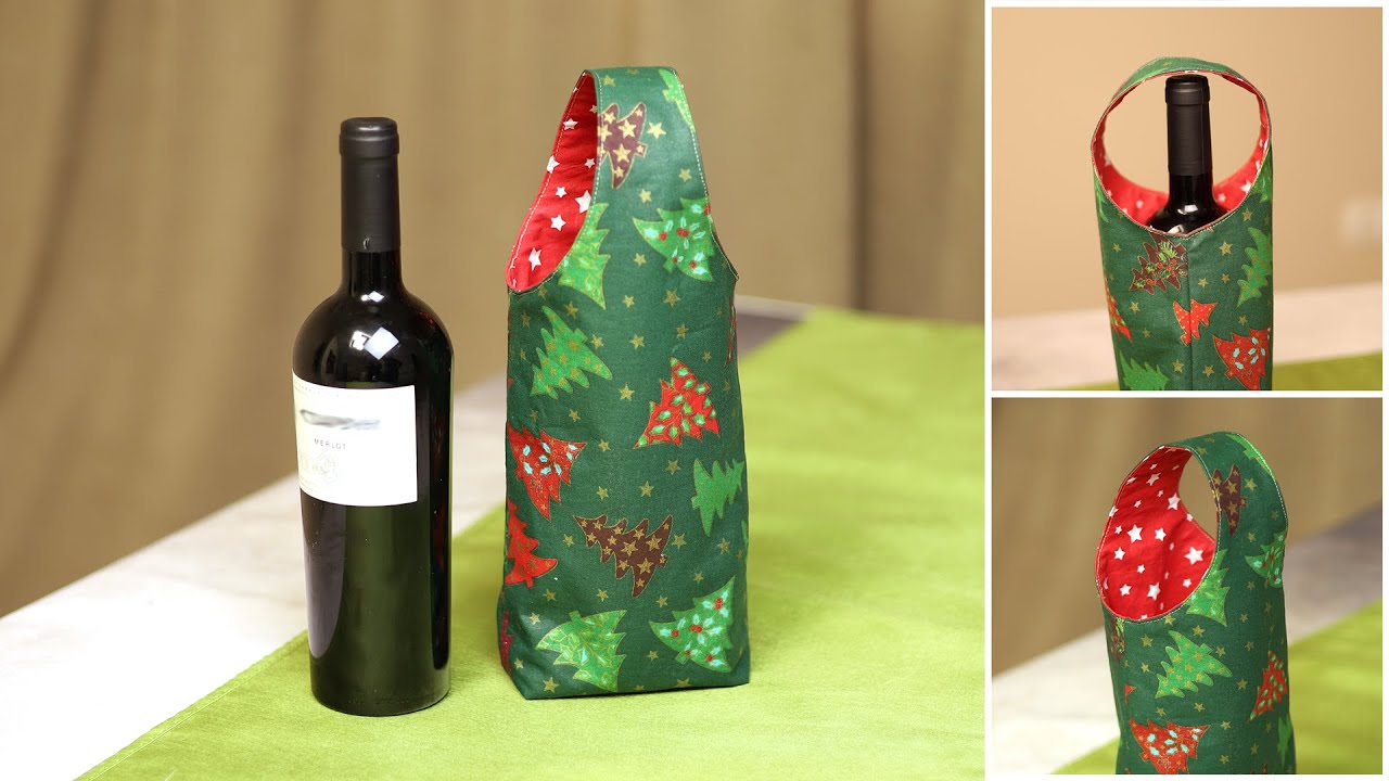 DIY Wine Bottle Bag // Fabric Wine Gift Bag [FREE Sewing Pattern]