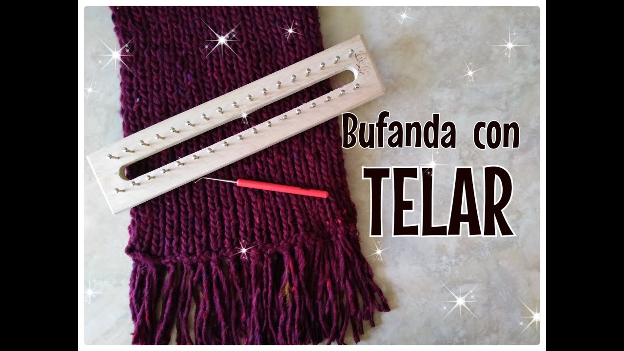 Bufanda en Punto inglés o punto francés-Telar Rectangular