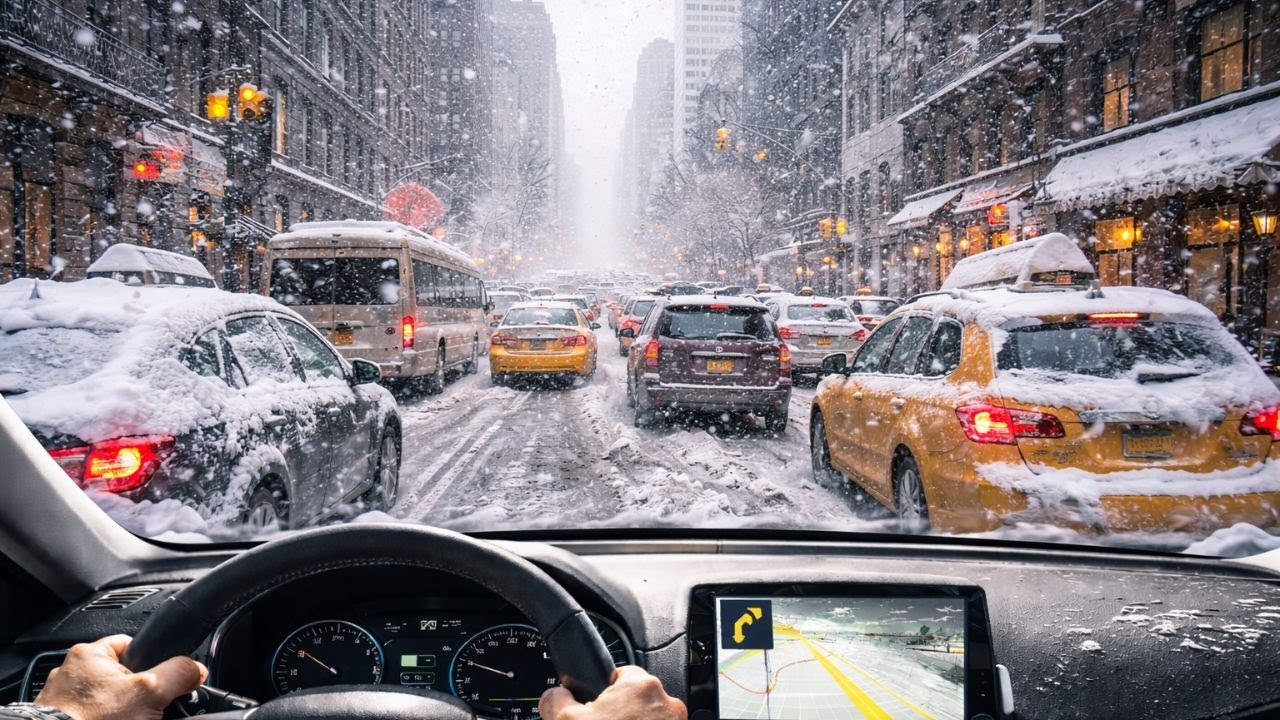 This Is Real Winter Chaos in New York | Brooklyn Snow Driving Tour with Traffic, Ice and Slow City