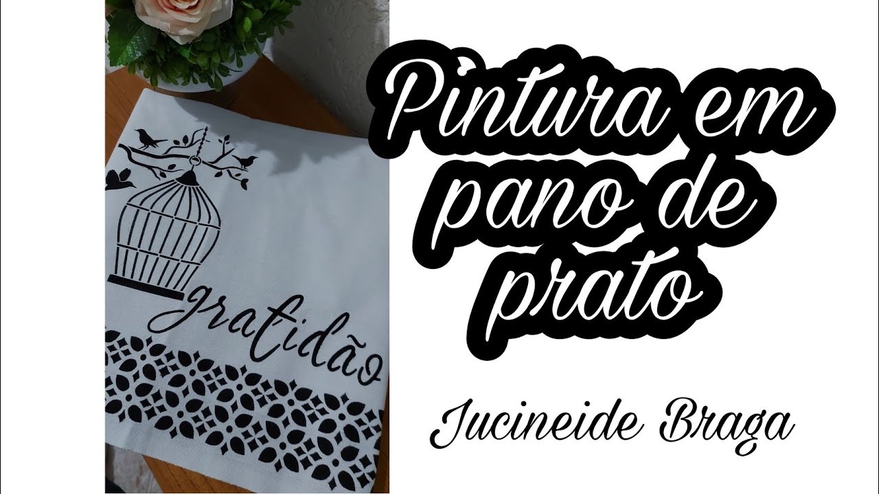 Pintura em pano de prato , pintando pano de prato com stencil