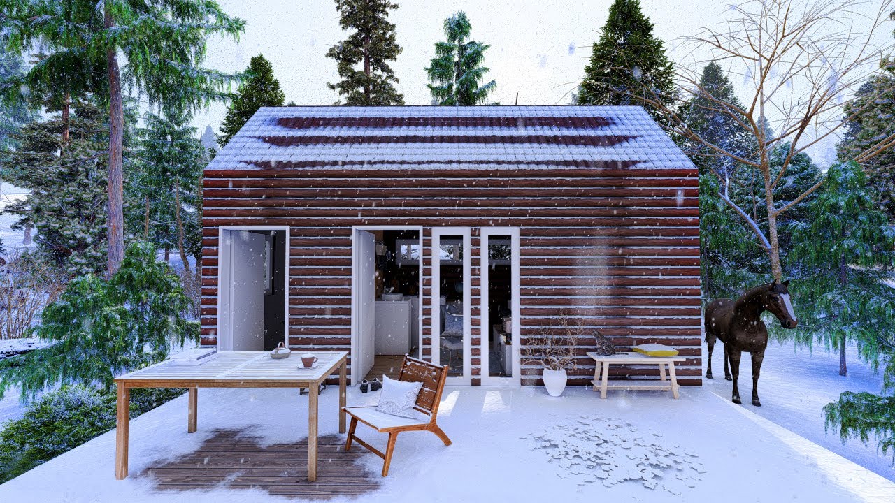 Tiny House Ideas | Shipping Container I winter landscape