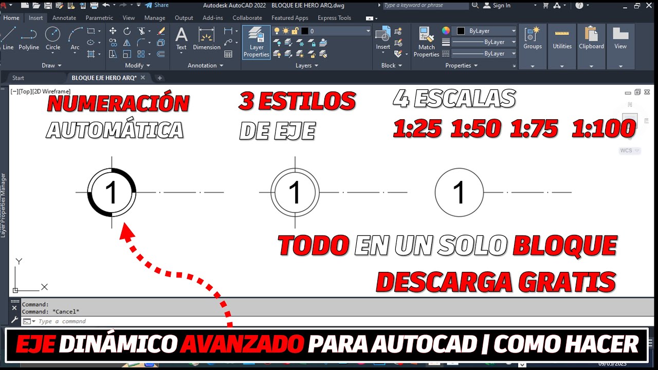 EJE DINÁMICO AVANZADO | BLOQUE DINÁMICO GRATIS PARA AUTOCAD